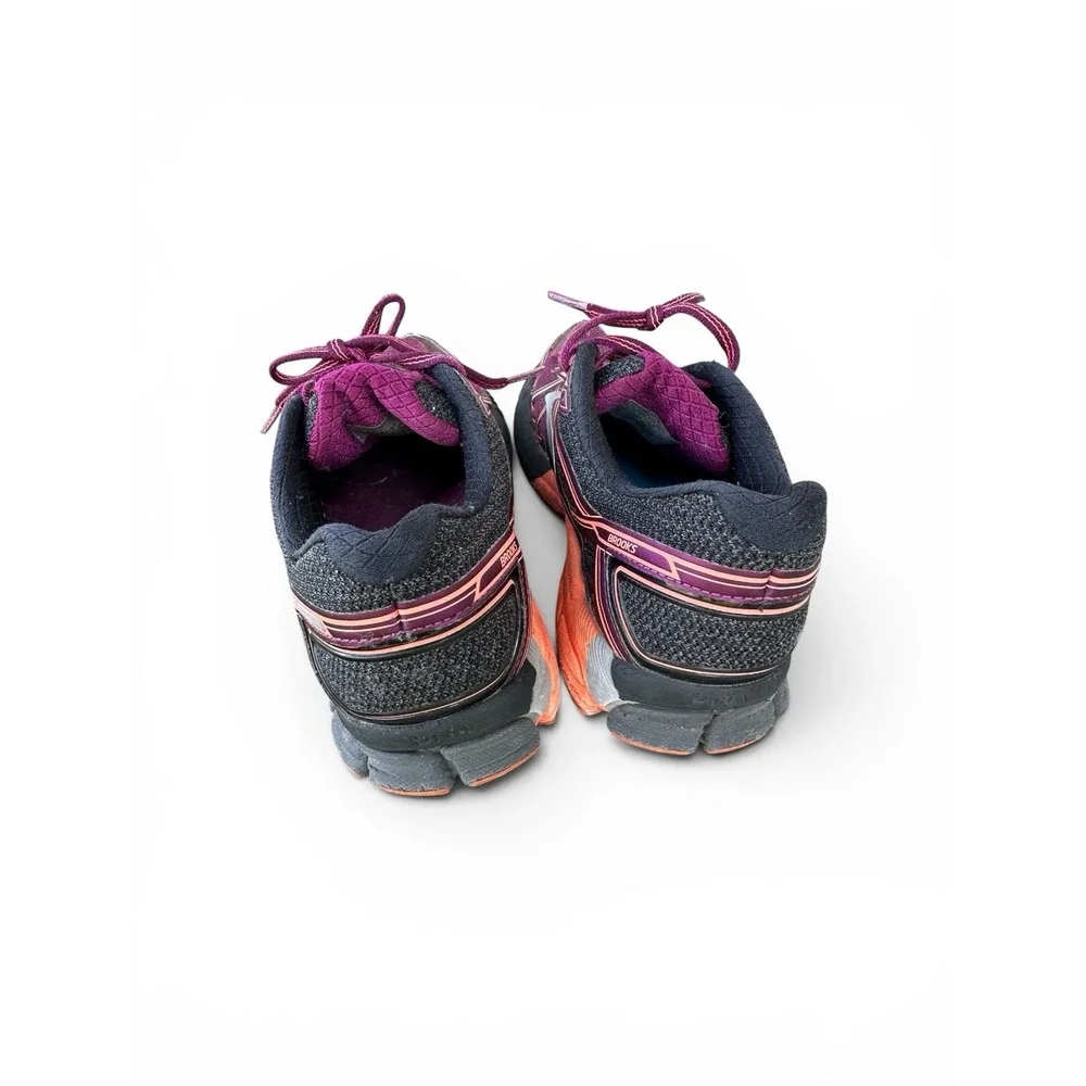 Brooks Adrenaline ASR 14 Women's Running Shoes Mesh Purple Black Orange Low Top - Picture 4 of 5